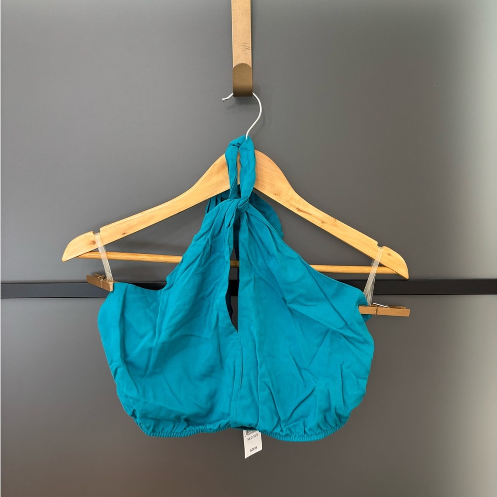 Teal key hole Halter Top